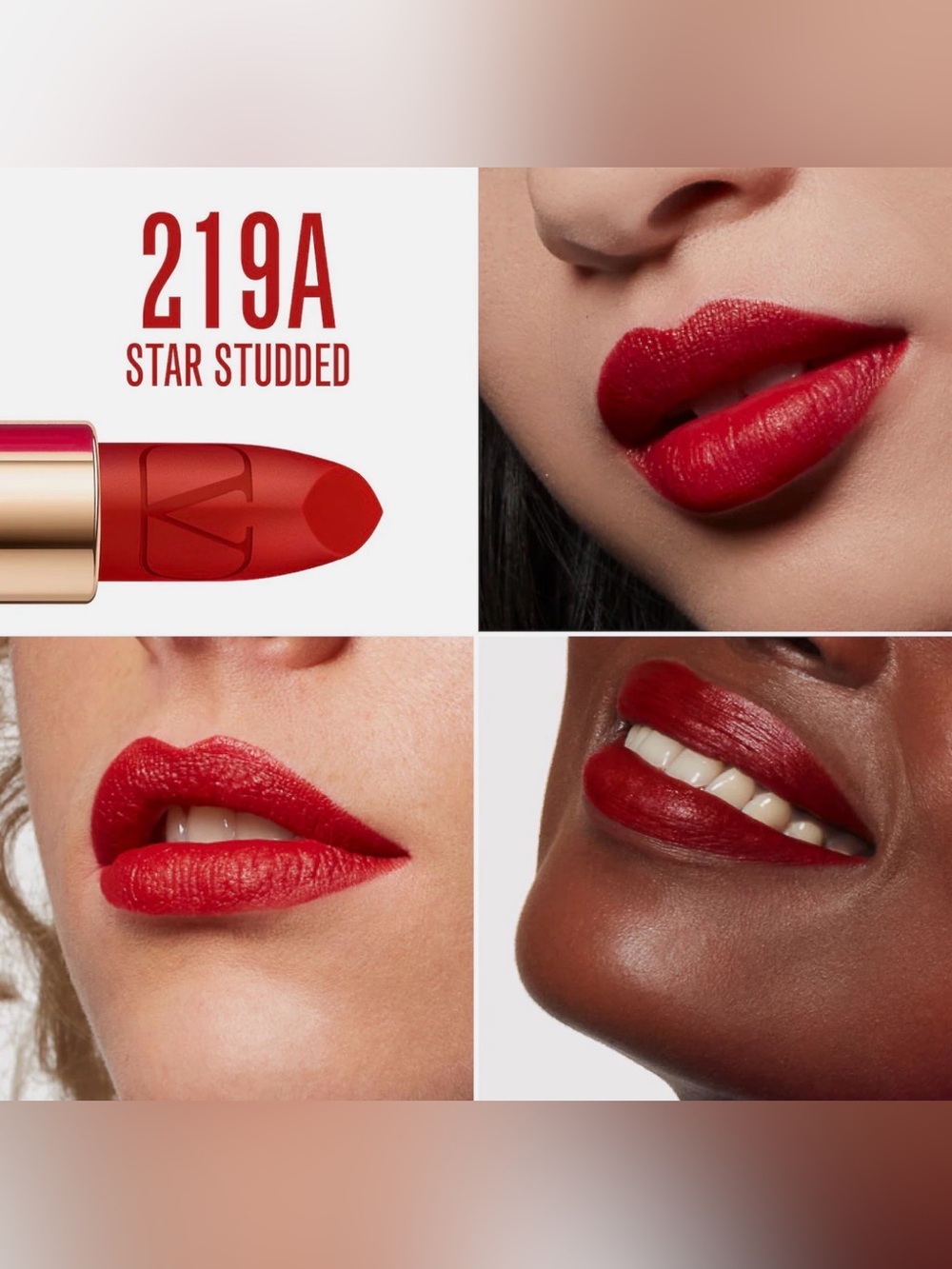 Valentino Rosso Striking Matte Lip Color Lipstick - 219A Star Studded Full Size - Picture 4 of 5